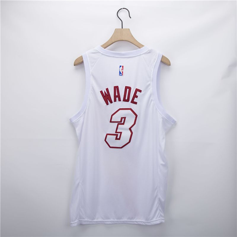 Men Miami Heat 3 Wade White Game Nike 2021 NBA Jersey